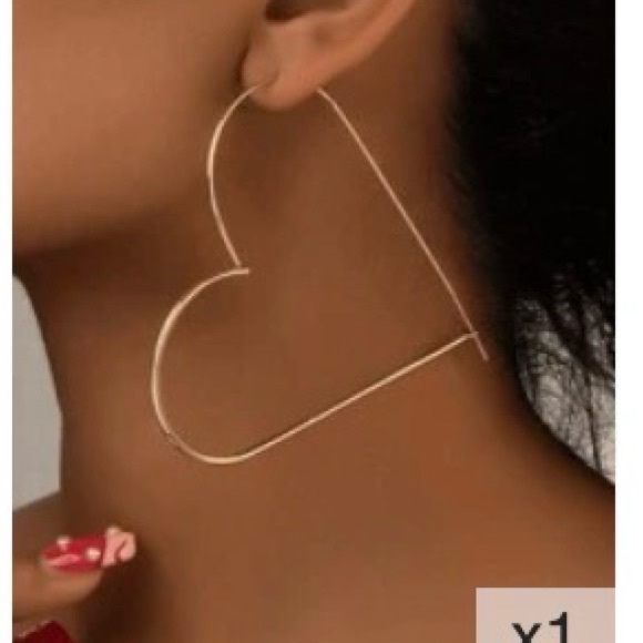 Jewelry - Gold Heart-Shaped Hoop Earrings